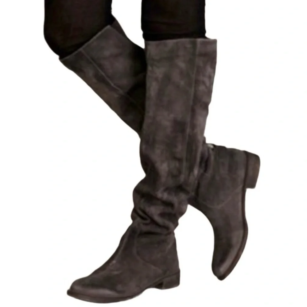 BOUTIQUE 9 Boot ANTHROPOLOGIE NICHOLA Boho Suede Leather Gray Brown Black Size 8